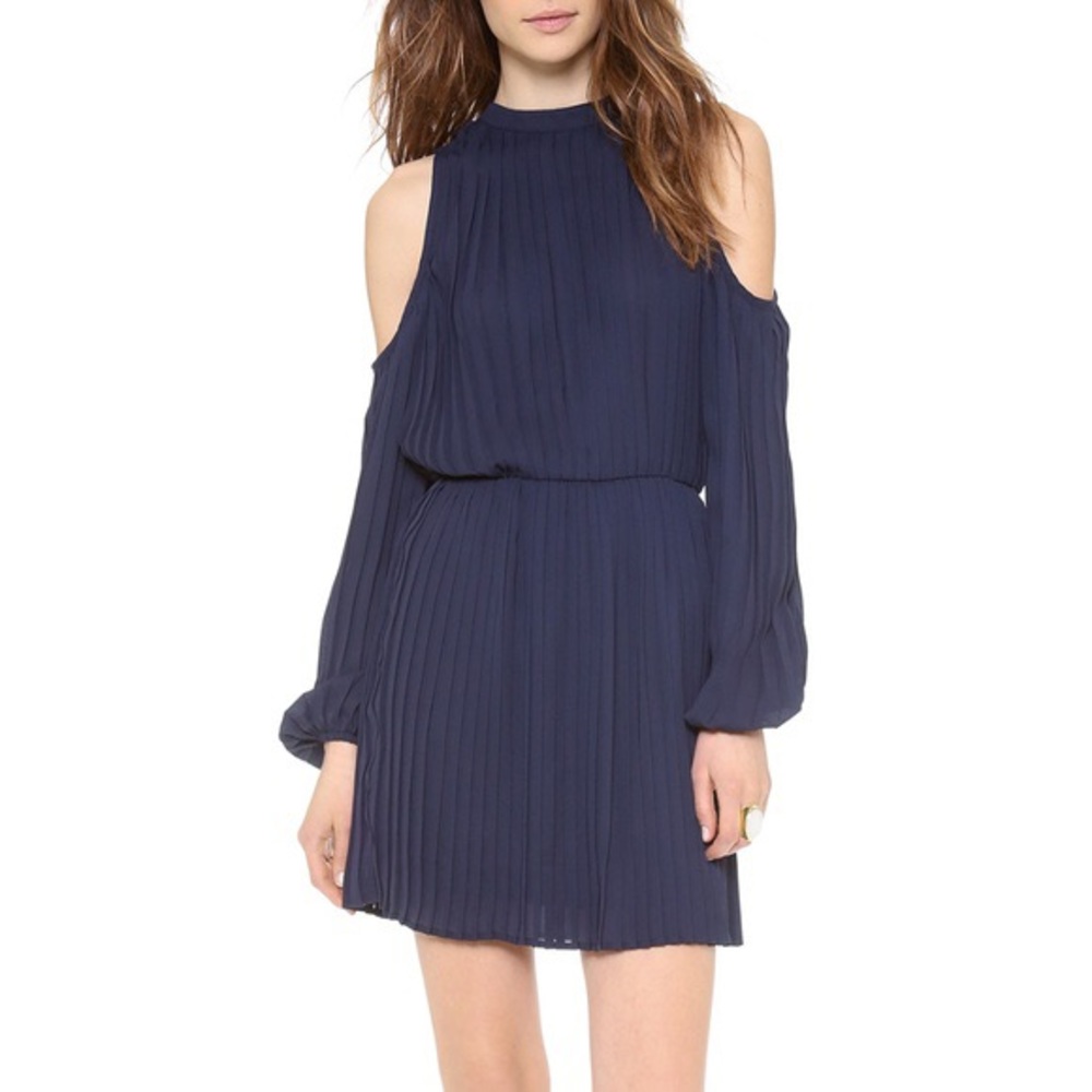 Pleated Cold Shoulder Dress